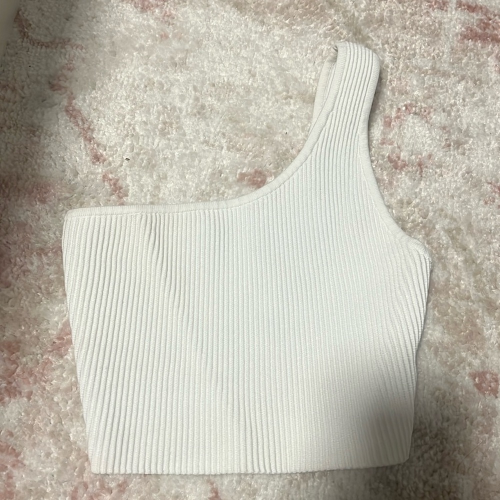 Ribbed babaton white crop top